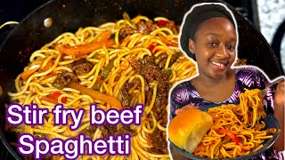 Cooking stir fry beef spaghetti for my familyvery tasty 😋 [upl. by Ema711]