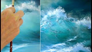 Malen mit Acryl Blaue Welle Painting with acrylic blue wave ocean [upl. by Akere275]