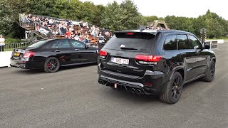 1000HP Jeep Cherokee Trackhawk with Meisterschaft Exhaust vs MercedesAMG E63S 4Matic vs 812 GTS [upl. by Marcy652]