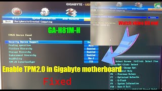 Enable TPM 20 in Gigabyte motherboard Fixed  GAH81MH  GCTPM20  Bios Update details [upl. by Alek]