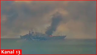 Ukrainian drones sank the new Russian ship quotSergey Kotovquot in the Black Sea [upl. by Laven895]