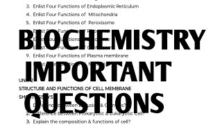 BIOCHEMISTRY Important questionsBsc nursing biochemistry important questionsbscnursingexamsrguhs [upl. by Nalyac]