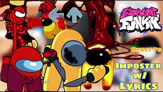 Imposter but with Lyrics  Fnf React To Cartoon Cat Freakpostor Among Us [upl. by Douville397]