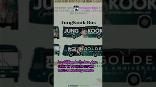 Fans celebrate BTS Jungkooks GOLDEN release anniversary with unique Jungkook Bus btsfanklub [upl. by Iramo]