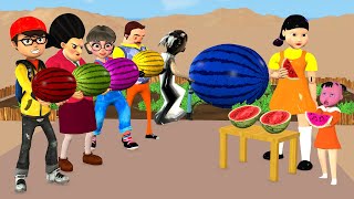 Scary Teacher 3D vs Squid Game Enlarge Rainbow Watermelon 5 Times Challenge Does Miss T To Win [upl. by Yetnom]