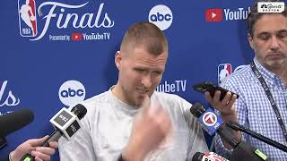 Kristaps Porzingis “Doing everything I can to play in Game 3” [upl. by Nenerb]