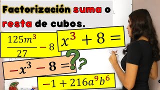 FACTORIZACION de binomios que son suma o resta de cubos [upl. by Richy]