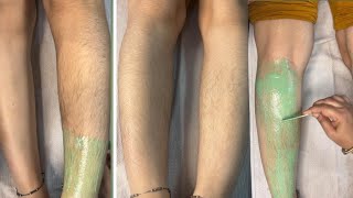 Leg waxing on sensitive skin How to do leg waxing waxing hairremoval waxingexpert skincare wax [upl. by Eidnarb]