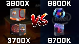 Ryzen 9 3900X vs Core i99900K vs Ryzen 7 3700X vs Core i79700K Real Benchmarks [upl. by Sholes861]