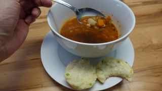 Beef Barley Soup with Cheddar Green Onion Biscuits [upl. by Amitak54]