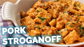 Worlds Easiest Delicious amp Creamy Pork Stroganoff Recipe [upl. by Lhamaj]