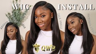 GLUELESS Closure Wig Install Behind The Hairline  Light Yaki Super Natural Ft Queen Weave Beauty [upl. by Belter781]