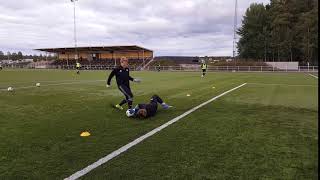 Målvaktsträning fotboll Närspeldjupledsövning med Vimmerby IFs Nic Rydholm och Gustav Johansson [upl. by Hbaruas]