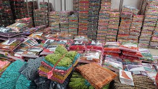 650 में 10 साडी  saree wholesale market in surat  surat saree market  wholesale saree market [upl. by Adalard]