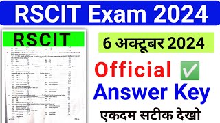 RSCIT Answer Key today RSCIT answer key 6 October 2024 RSCIT 6 October 2024 video [upl. by Nilyaj]