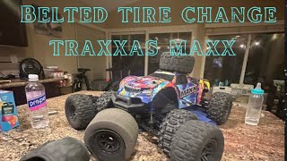 Changing out my traxxas max tires with belted tires [upl. by Htebazileharas179]