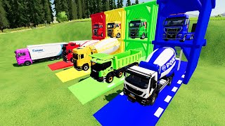 TRANSPORTING SCAIA MIXERIVECO MIXERVOLVO MIXERDUMP TRUCKLOGISTIC TRUCK TO GARAGE WITH TRUCK [upl. by Seedman]