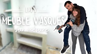 DIY  FABRIQUER UN MEUBLE VASQUES EN PLACO À PETIT PRIX  EP 36 [upl. by Ophelia842]