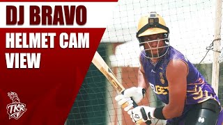 DJ Bravo batting in the nets 🎥  Helmet Cam View  Trinbago Knight Riders [upl. by Joerg]