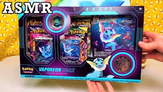 Opening Pokemon Vaporeon VMAX Premium Collection Box  ASMR Pokemon Cards and Chill [upl. by Semajwerdna128]