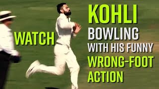 Watch Kohli Bowling with his funny wrongfoot action [upl. by Blackman91]