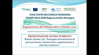 Webinar di presentazione bando 3A1 Sostegno iniziative di pescaturismo ittiturismo  acquiturismo [upl. by Mihe58]