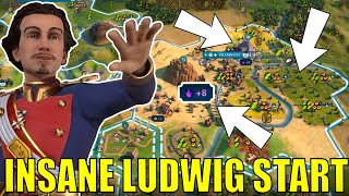 Civ 6  Ludwig II Silly Culture Etemenanki PERFECT Start – 1 Deity Germany Civilization VI [upl. by Warfield]