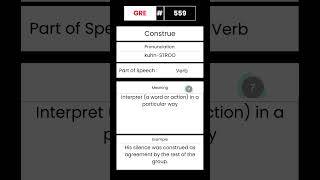 GRE Vocabulary builder for English 559 Word Construe GRE English Vocabulary Shorts [upl. by Amati]