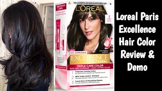 How to use loreal hair color at home  Loreal Excellence Dark Brown Hair Color Review amp Demo [upl. by Narot336]