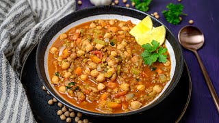 Vegan Harira Moroccan Chickpea and Lentil Soup [upl. by Nnayllas]