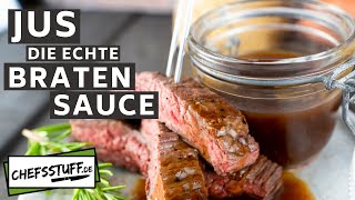 Rinderjus  die dunkle leckere Bratensoße selber kochen  perfekt zum Steak  Grundsoße  JUS [upl. by Laden]