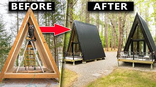 START TO FINISHBuilding A Tiny AFrame Cabin Hotel Full DIY Recap [upl. by Essila]