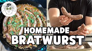 Easy Homemade Bratwurst amp How to Cook Beer Brats  From Scratch [upl. by Pazice]