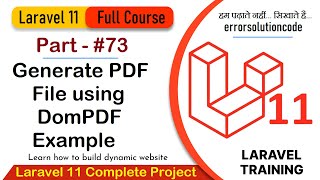 Laravel 11 Full Course  73 Laravel 11 Generate PDF File using DomPDF Example [upl. by Mudenihc653]