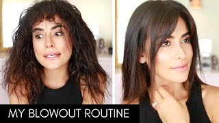 How I Blow Dry amp Style My Hair with BANGS  Wet to Dry [upl. by Kettie]