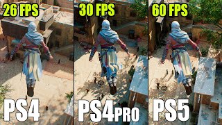 Assassins Creed Mirage PS4 vs PS4 Pro vs PS5 Comparison  Loading Times Graphics FPS Test [upl. by Ahab]