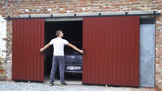 Homemade Simple SLIDING DOOR for GARAGE [upl. by Dahlstrom]