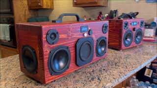 DYI Wood Boombox 21 Wondom JAB5 amp400W total 21VDC 5S4P SigmaStudio DSP ADAU1701 Tuned [upl. by Adnelg]