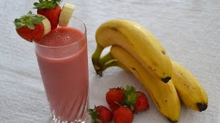 ✩ Smoothie Banane Fraise  Goûter minceur ✩ [upl. by Lohse]