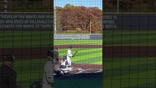 Sophomore Aaron Jasiak of Hillsdale College base hit vs MCC [upl. by Halivah]