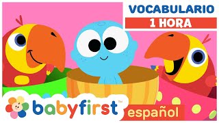 Primeras Palabras para Bebes  Superhéroes con larry  Huevos Surpresas  1 Hora  BabyFirst Español [upl. by Aynekat]