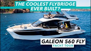 The coolest flybridge ever built  Brand new Galeon 560 Fly tour  Motor Boat amp Yachting [upl. by Eenet]