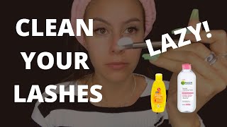 How To Clean Eyelash Extensions With Micellar Water EASY [upl. by Annawahs]