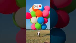 How many balloons can lift a person balloon ballooning genderreveal girlwithballoon [upl. by Pantin]