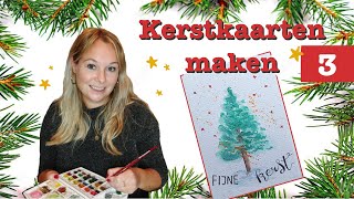 KERSTKAARTEN maken met AQUARELVERF  Kerstboom 3 [upl. by Wheelwright]