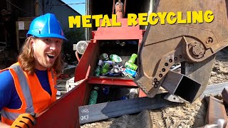 Handyman Hal learns about Metal Recycling  Equipment for kids [upl. by Maltz435]