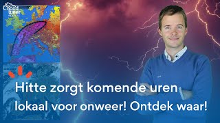 Hitte zorgt lokaal voor fors onweer in de Benelux [upl. by Ajnot]