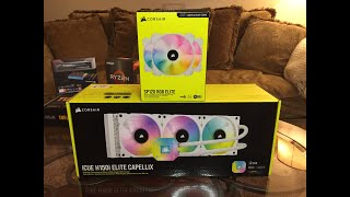 Corsair H150i Elite Capellix  SP120 RGB Elite Unboxing  getting ready for first PC build [upl. by Arenat94]