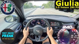 2024 Alfa Romeo Giulia Q4 Veloce 280 PS  Autobahn POV Top Speed with Fuel Consumption [upl. by Anirdua]