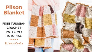 EASIEST CROCHET BABY BLANKET Tunisian Crochet Patchwork Afghan  Tutorial  Free Pattern [upl. by Thisbe]